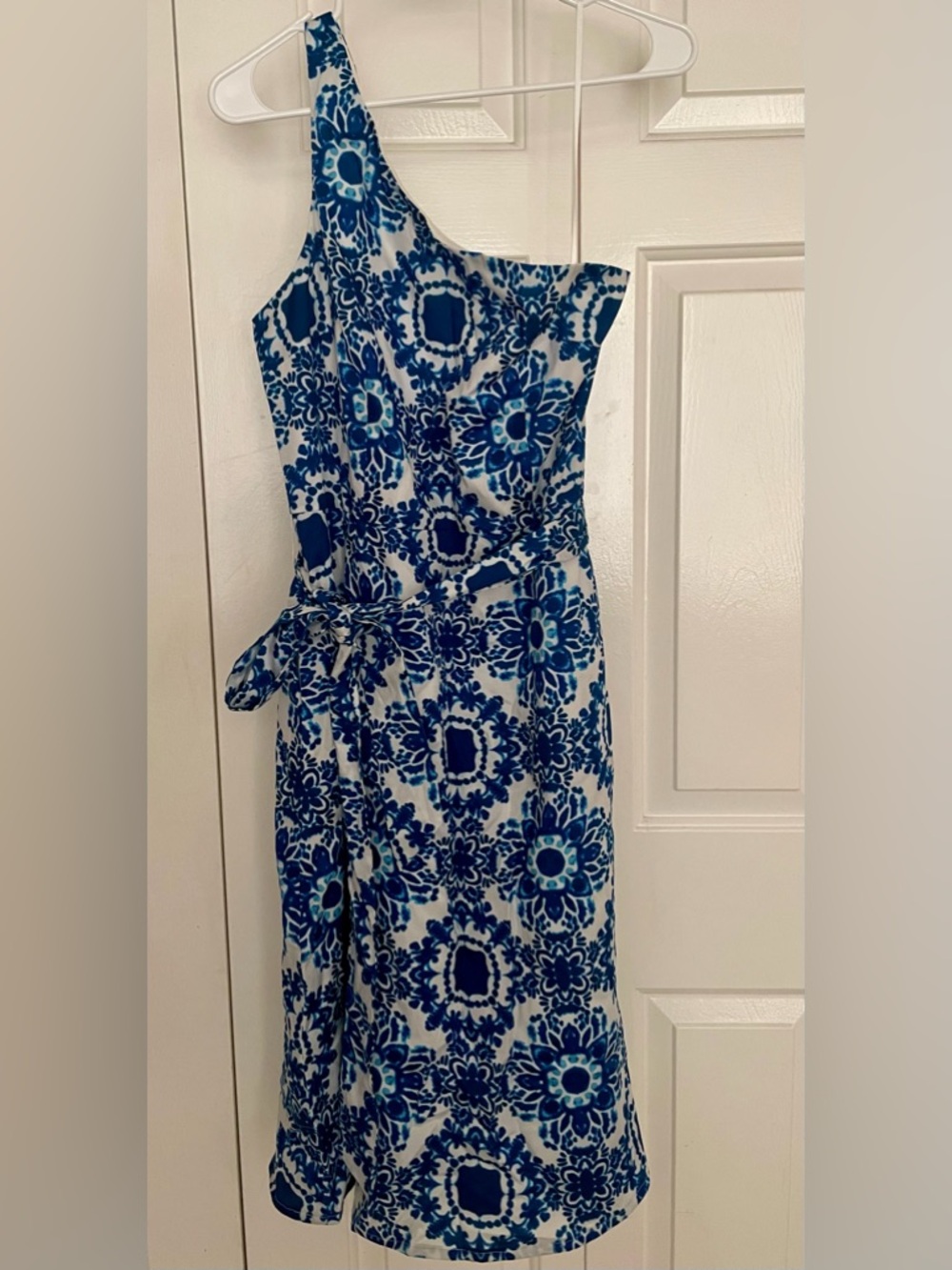 Talbots One-Shoulder Blue Floral Dress